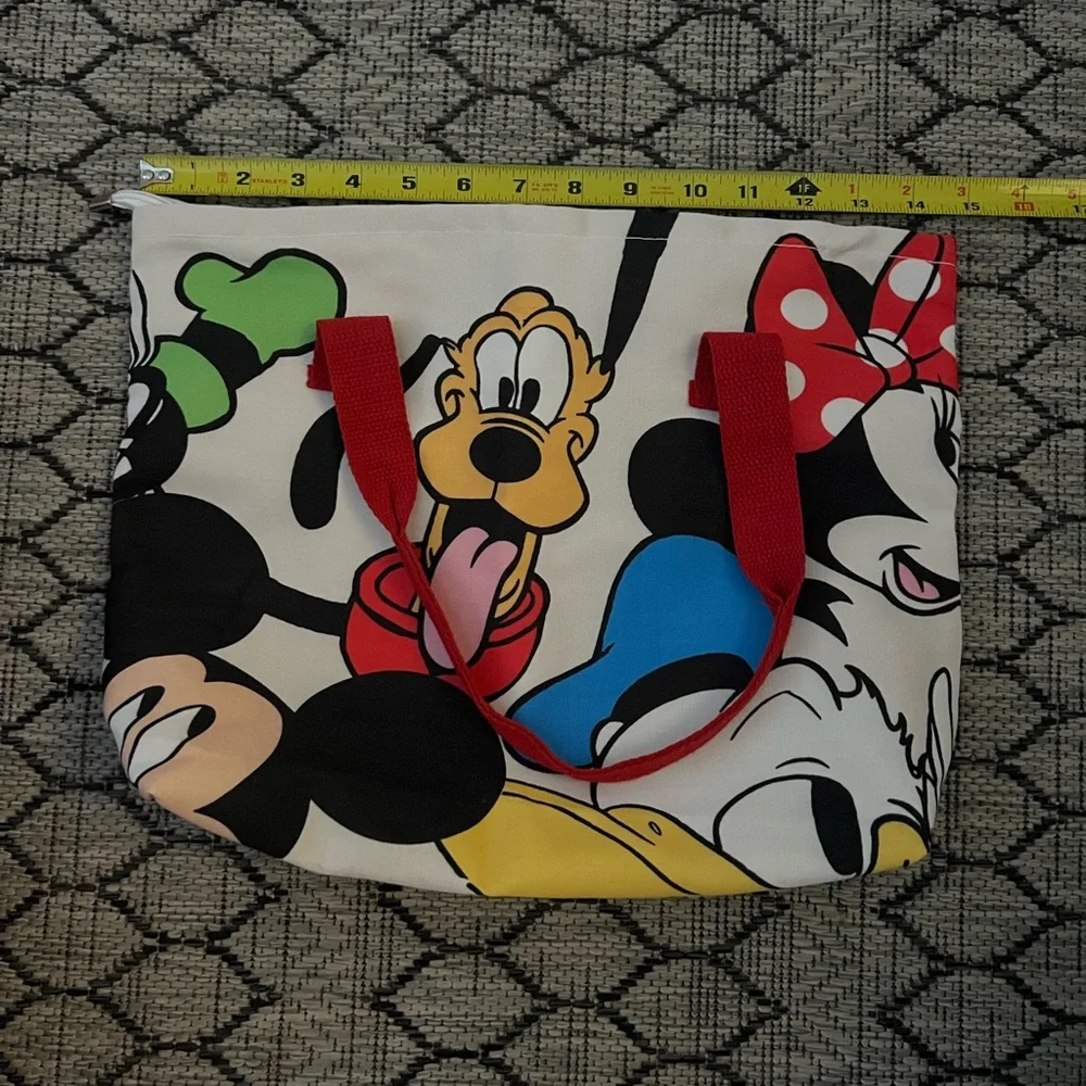 Disney Tote Bag with Red Handles and Multicolor Characters